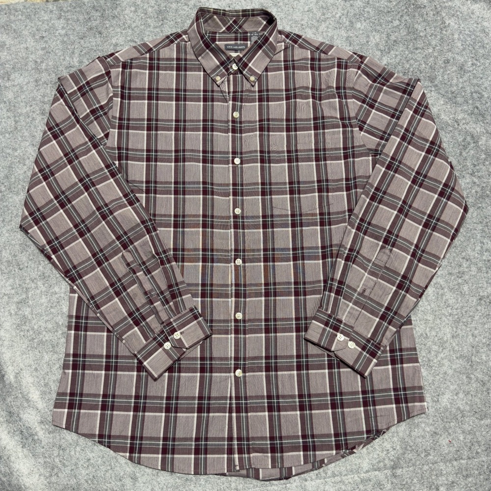 Lot of 6 Van Heusen Classic Fit Plaid Button Down Shirts Large L‎ Long Sleeve - Picture 4 of 12
